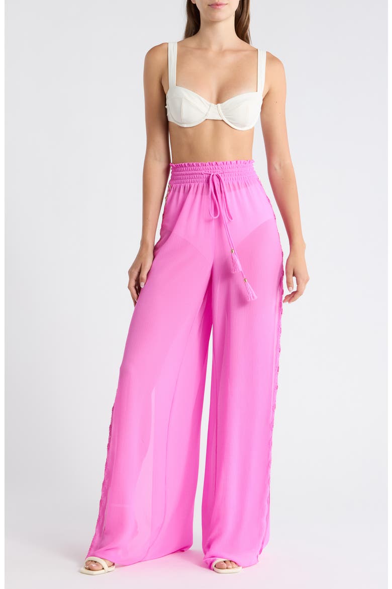 Athena Embellished Wide Leg Pants, Main, color, RADIANT PINK