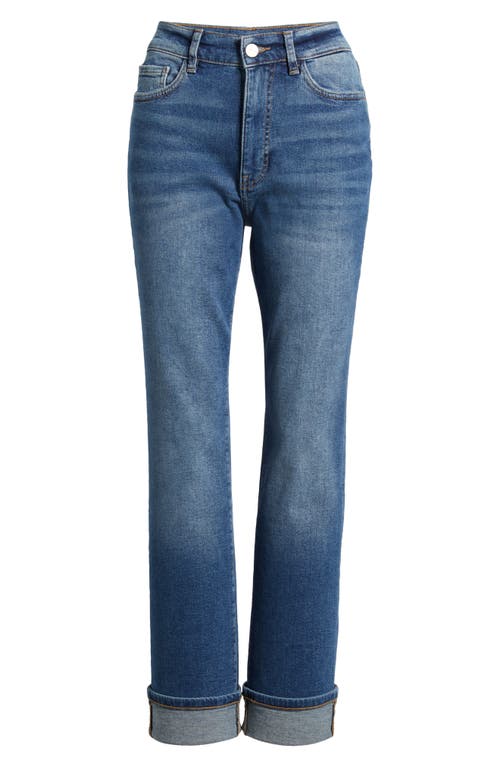 Warp & Weft Warp+weft Ase High Waist Straight Leg Jeans In Blue