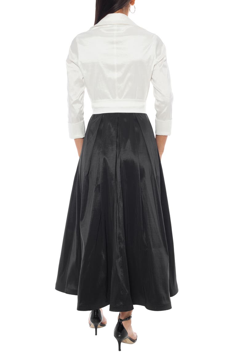 Colorblock Taffeta Shirtdress, Alternate, color, BLACK/ WHITE