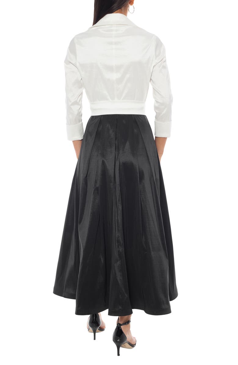 Oleg Cassini Colorblock Taffeta Shirtdress, Alternate, color, Black/ White