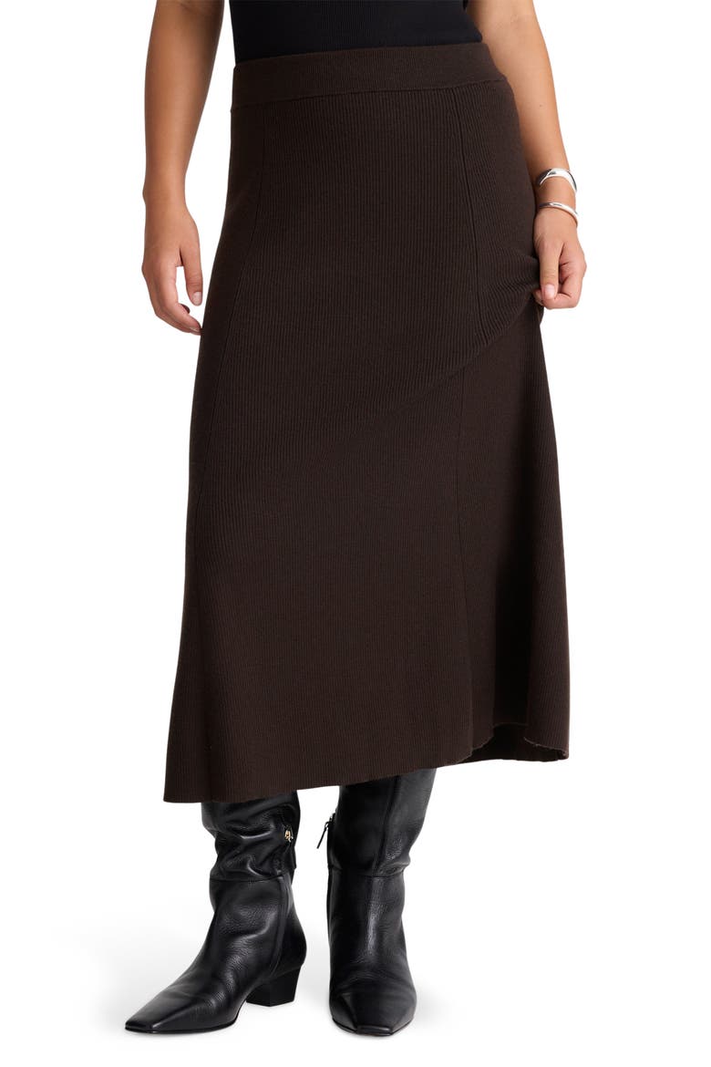 Merino Wool Blend Maxi Skirt, Main, color, MOLASSES