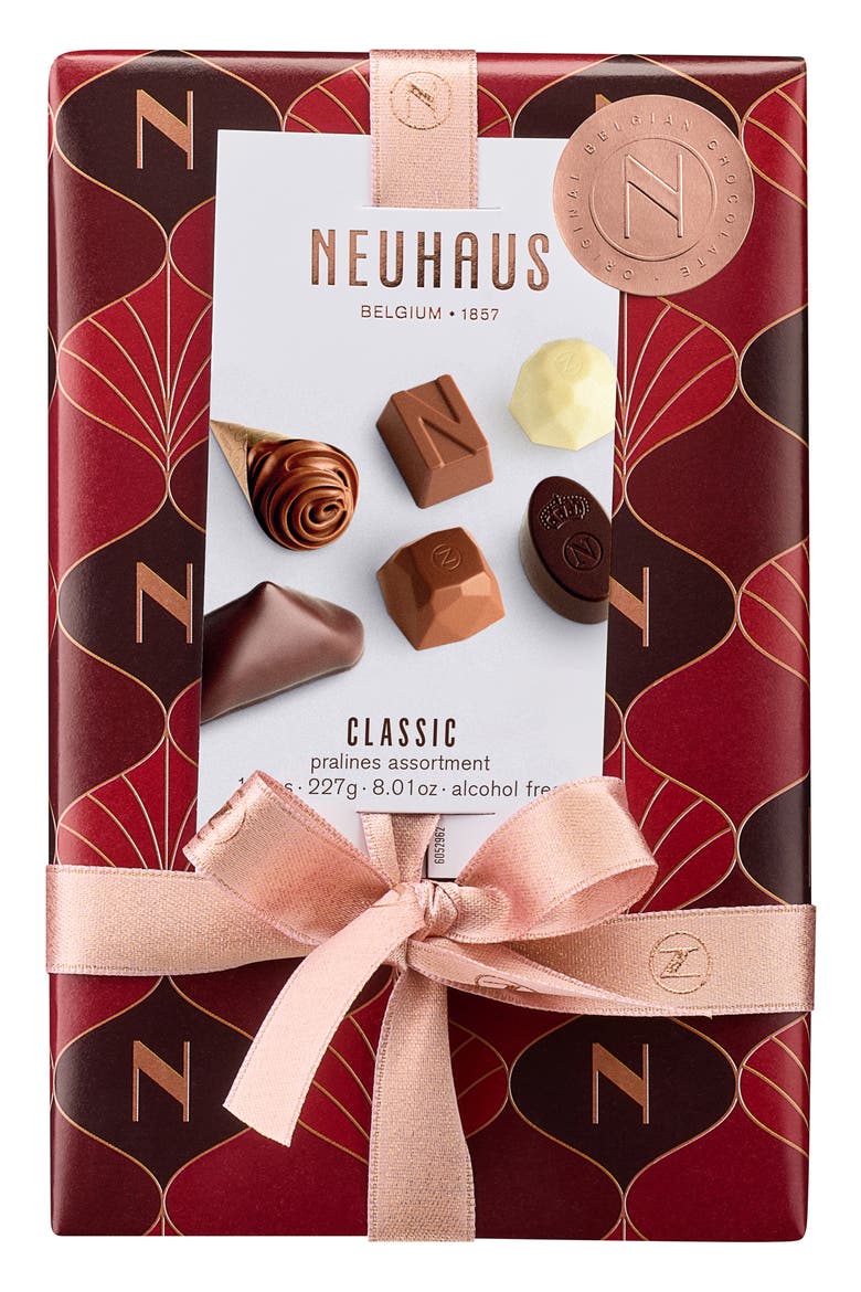 Ballotin Classic Holidays 18-Piece Chocolate Praline Box, Main, color, RED