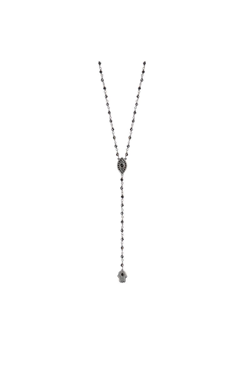 Stand in Strength Rosary Hematite Stone Necklace, Alternate, color, Silver/Grey