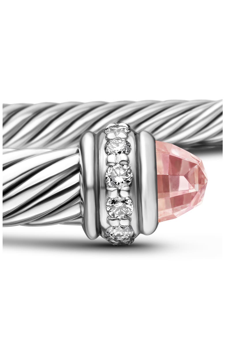 Cable Classic Bracelet with Semiprecious Stones & Diamonds, 4mm, Alternate, color, MORGANITE