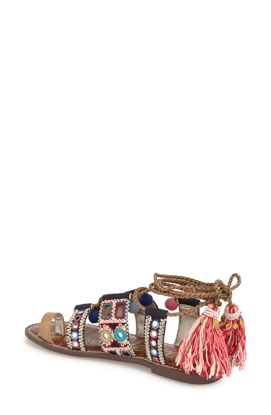 'Gretchen' Embellished Lace-Up Sandal, Alternate, color, GOLDEN CARAMEL