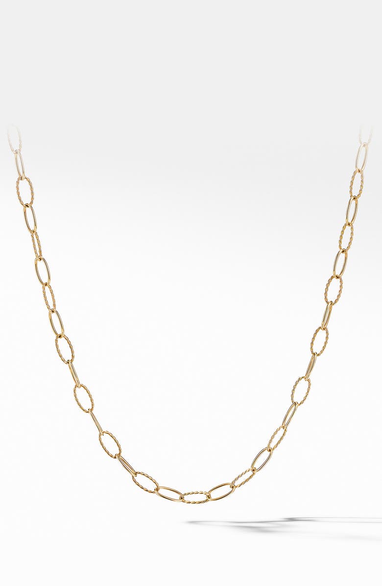 David Yurman Stax Elongated Oval Link Necklace in 18K Yellow Gold, Main, color, Yellow Gold