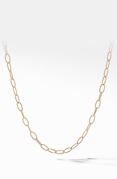 Stax Elongated Oval Link Necklace in 18K Yellow Gold