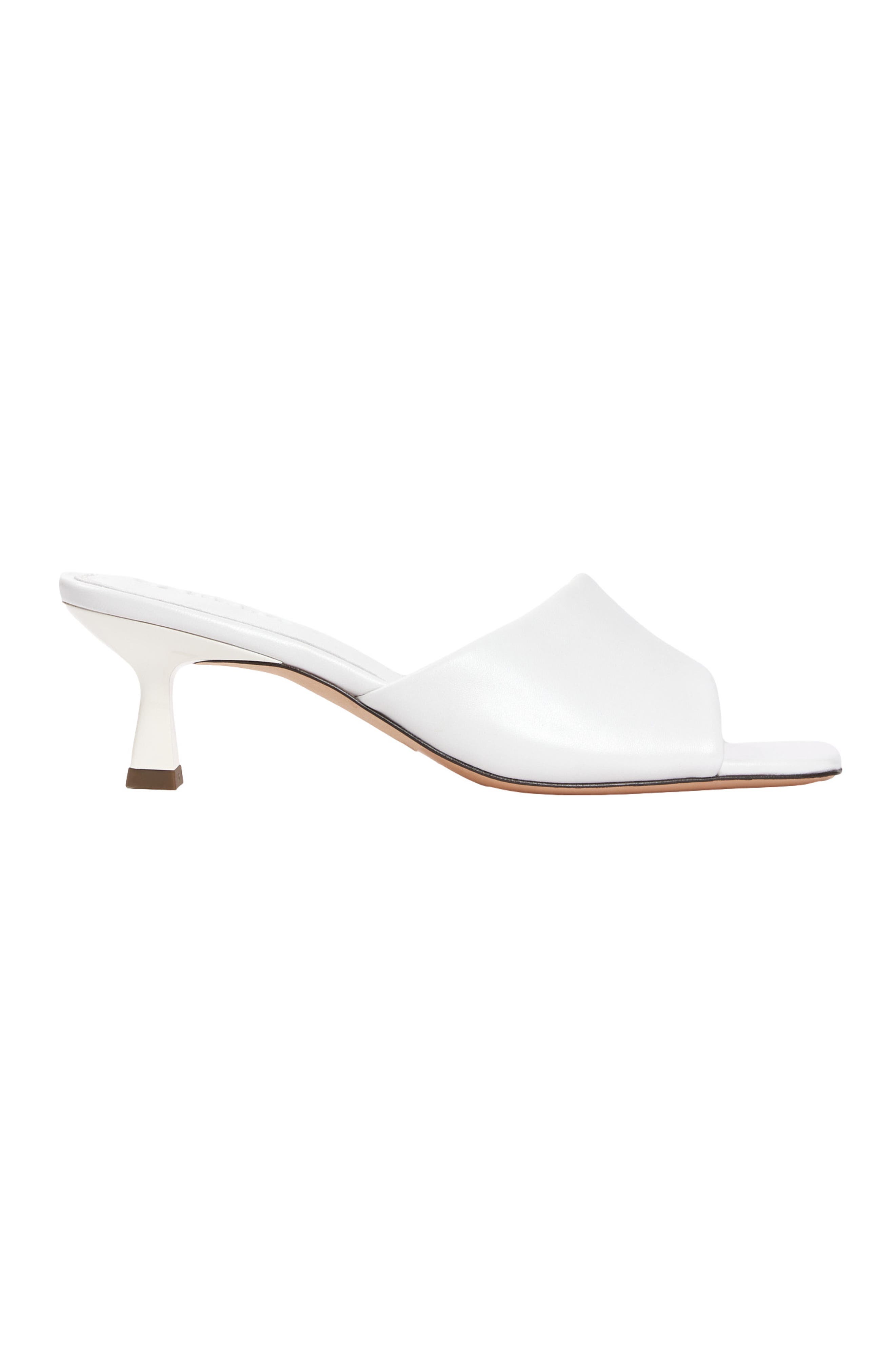 SANDRO Smooth leather heeled mules, Main, color, White