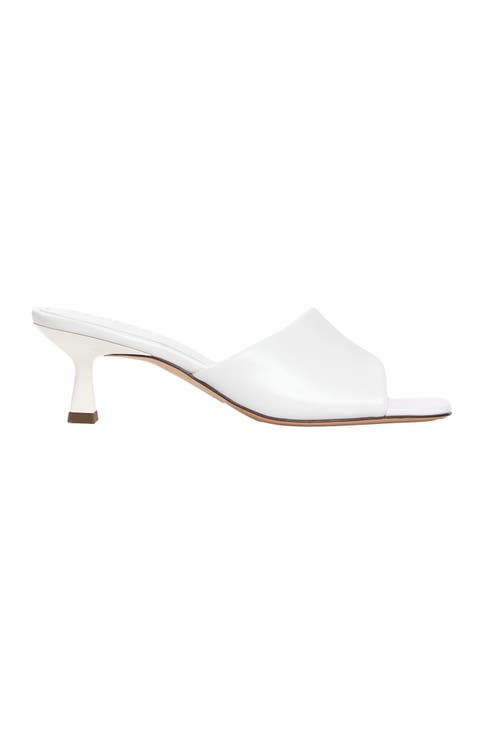 Smooth leather heeled mules