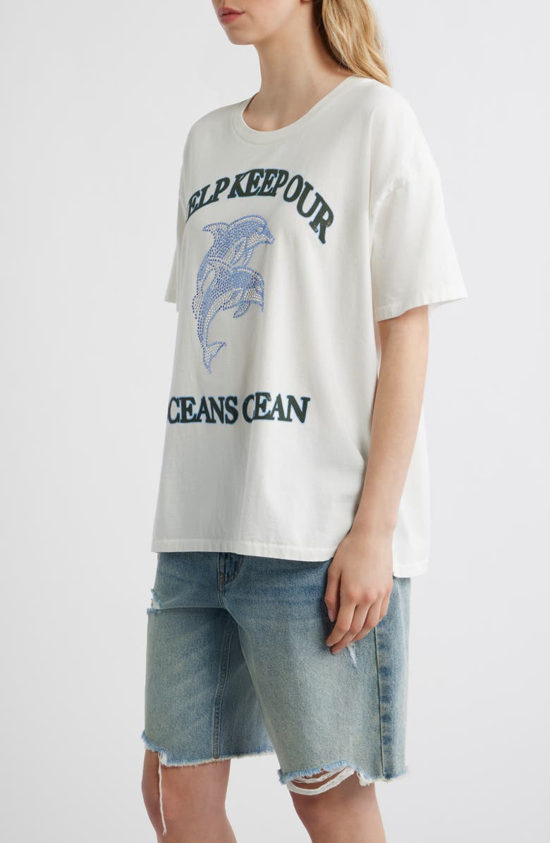 Daydreamer Help Keep Our Oceans Clean Graphic T-Shirt, Alternate, color, Vintage White