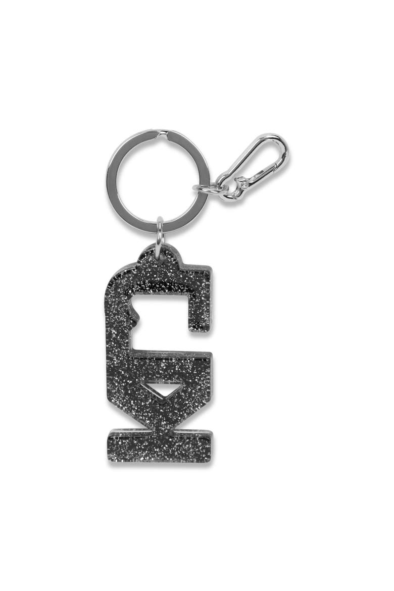 Glitter Monogram Keychain, Alternate, color, Glitter Black