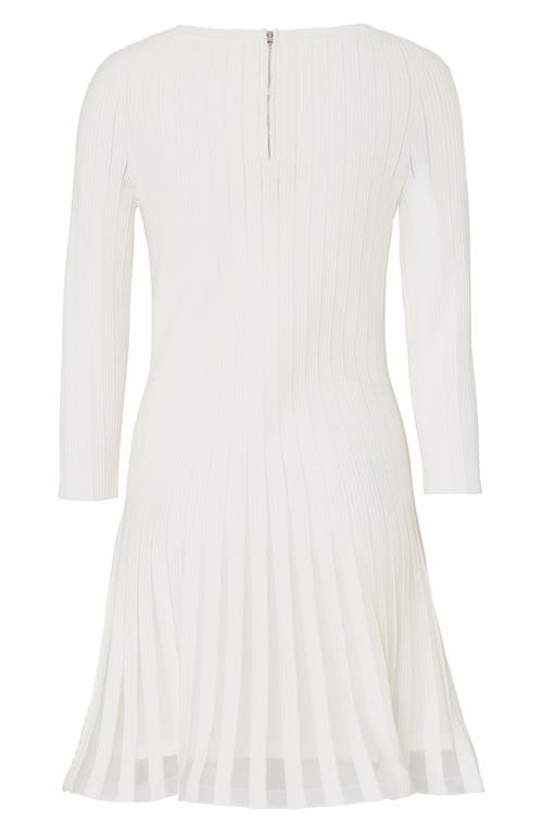 Milly Tabitha Sheer Stripe Long Sleeve Godet Minidress In Sand