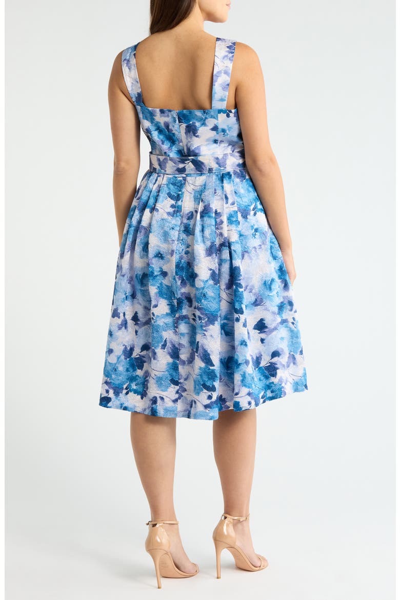 Floral Print Belted Sleeveless Dress, Alternate, color, BLUE MULTI