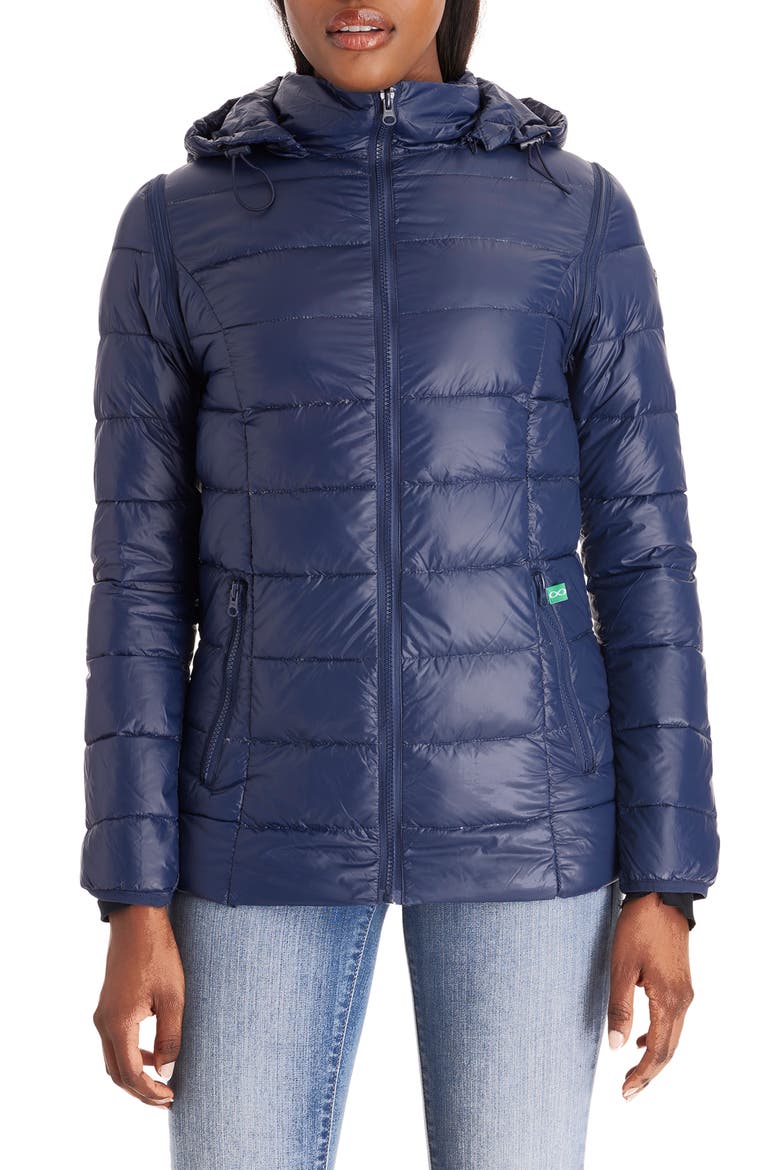 Lightweight Puffer Convertible 3-in-1 Maternity Jacket, Main, color, NAVY