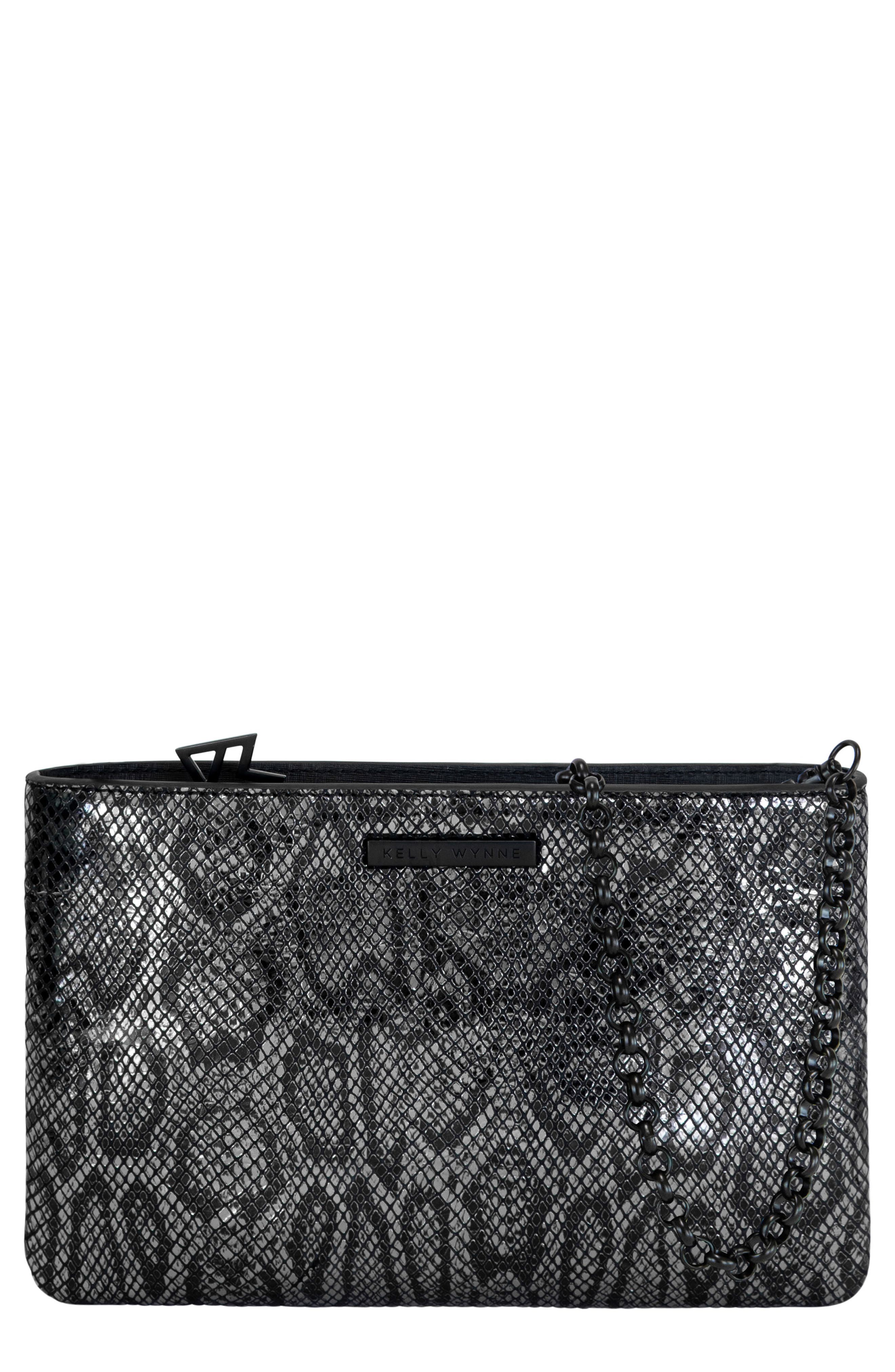 Kelly Wynne Risky Biz Convertible Leather Wristlet, Main, color, 