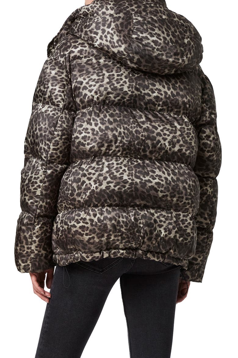 Kala Leopard Puffer Coat, Alternate, color, BROWN