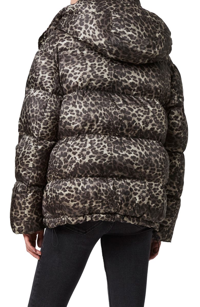 AllSaints Kala Leopard Puffer Coat, Alternate, color, 