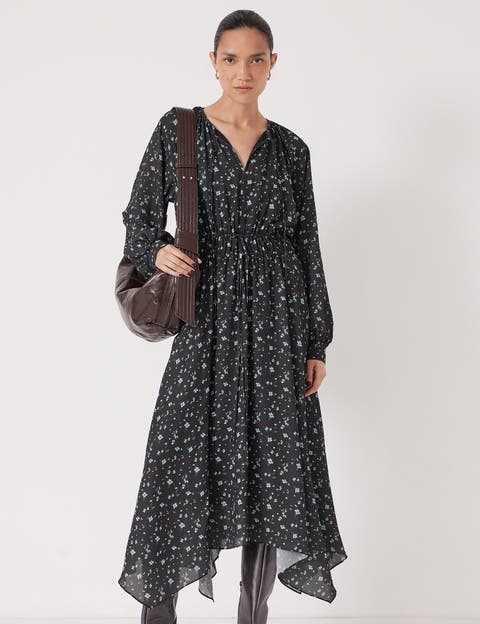 Odelia Printed Long Sleeve Chiffon Dress