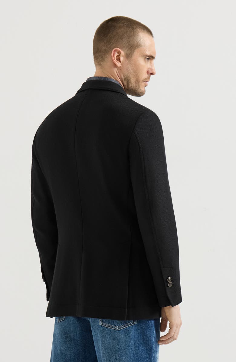 Brunello Cucinelli Cashmere Panama deconstructed blazer with patch pockets, Alternate, color, Black