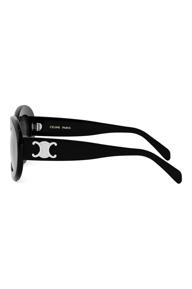 Triomphe 53mm Round Sunglasses, Alternate, color, SHINY BLACK / SMOKE