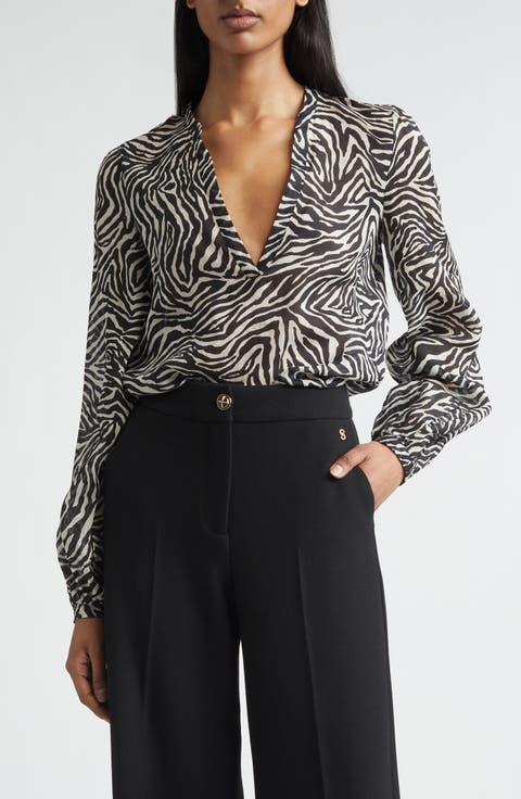 Kathleen Zebra Print Voile V-Neck Tunic