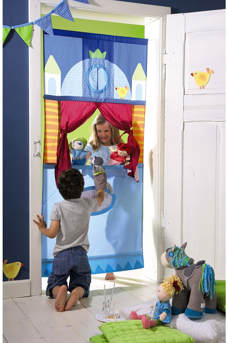 Hanging Doorway Puppet Theater, Alternate, color, BLUE
