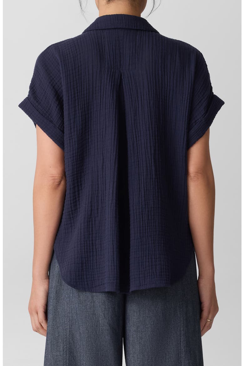 Notch Collar Roll Cuff Shirt, Alternate, color, INK
