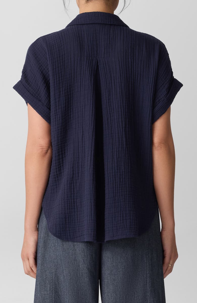 Eileen Fisher Notch Collar Roll Cuff Shirt, Alternate, color, Ink