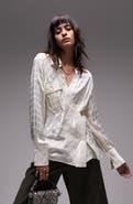 Topshop Self Check Satin Asymmetric Button-Up Shirt