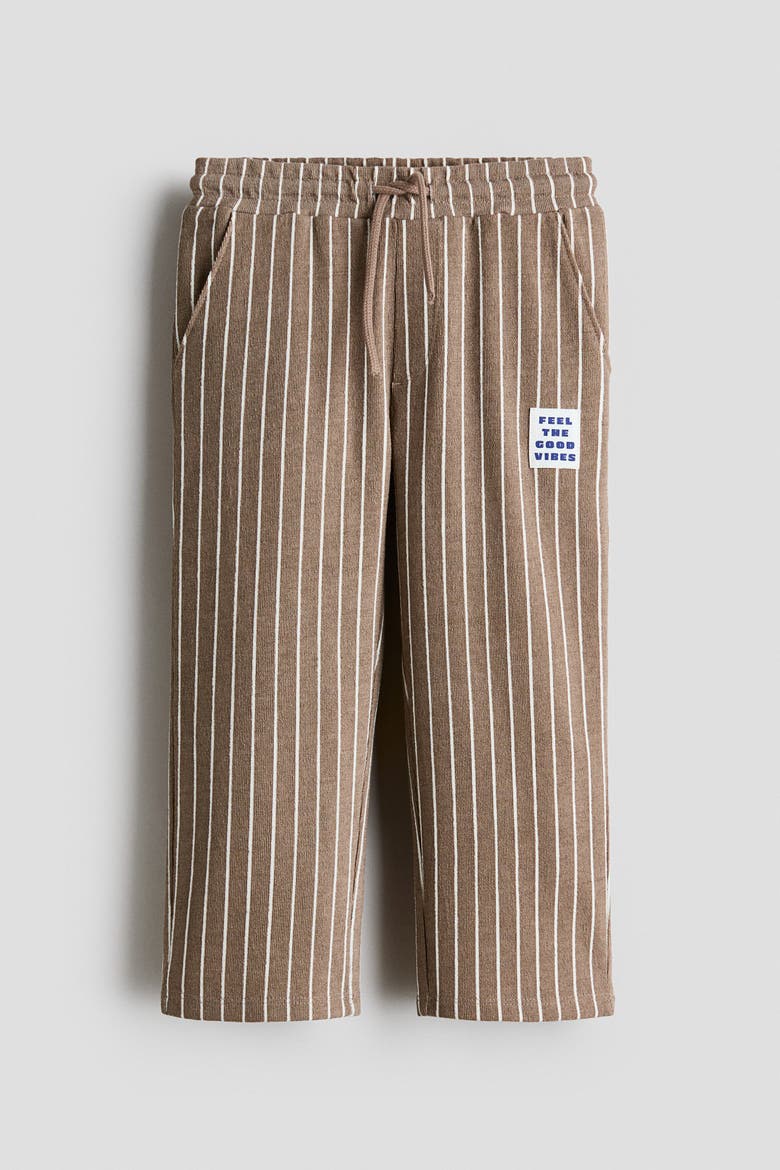 Textured Jersey Drawstring Trousers, Main, color, Dark dusty beige/striped
