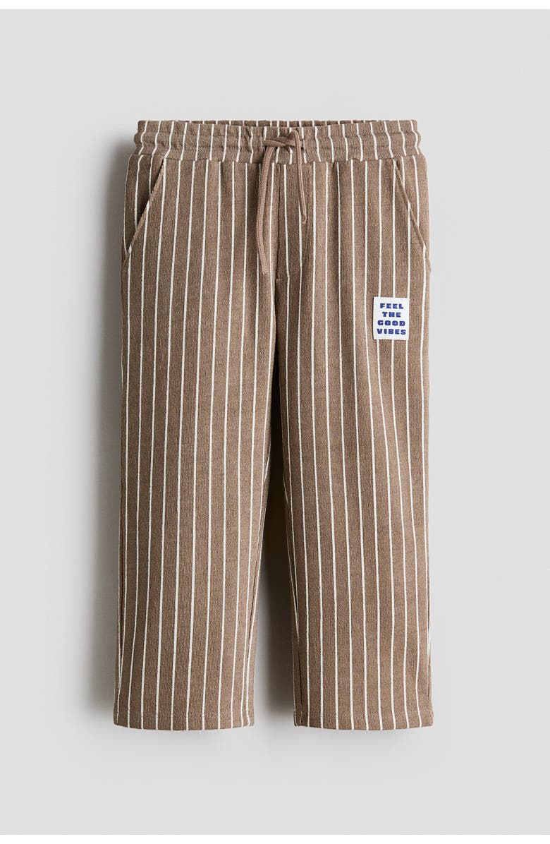 H&M Textured Jersey Drawstring Trousers, Main, color, Dark Dusty Beige/Striped