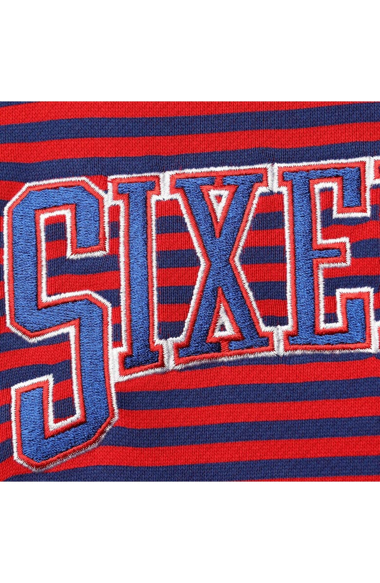 Nike Men's Nike Red/Royal Philadelphia 76ers 75th Anniversary Courtside Striped Pullover Hoodie, Alternate, color, 