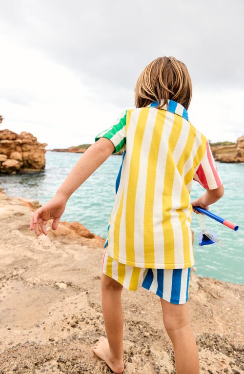 Mini Boden Kids' Stripe Terry Cloth Shorts In Hotch Potch Stripe