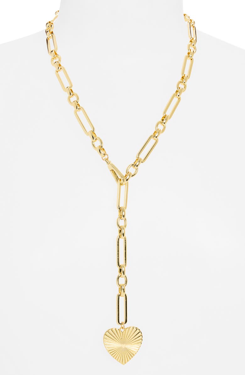 Bracha Emiele Heart Pendant Lariat Necklace, Alternate, color, Gold