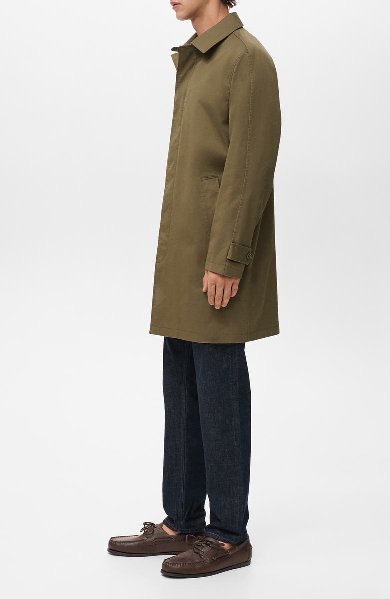 MANGO Classic Water Repellent Trench Coat, Alternate, color, Khaki Green