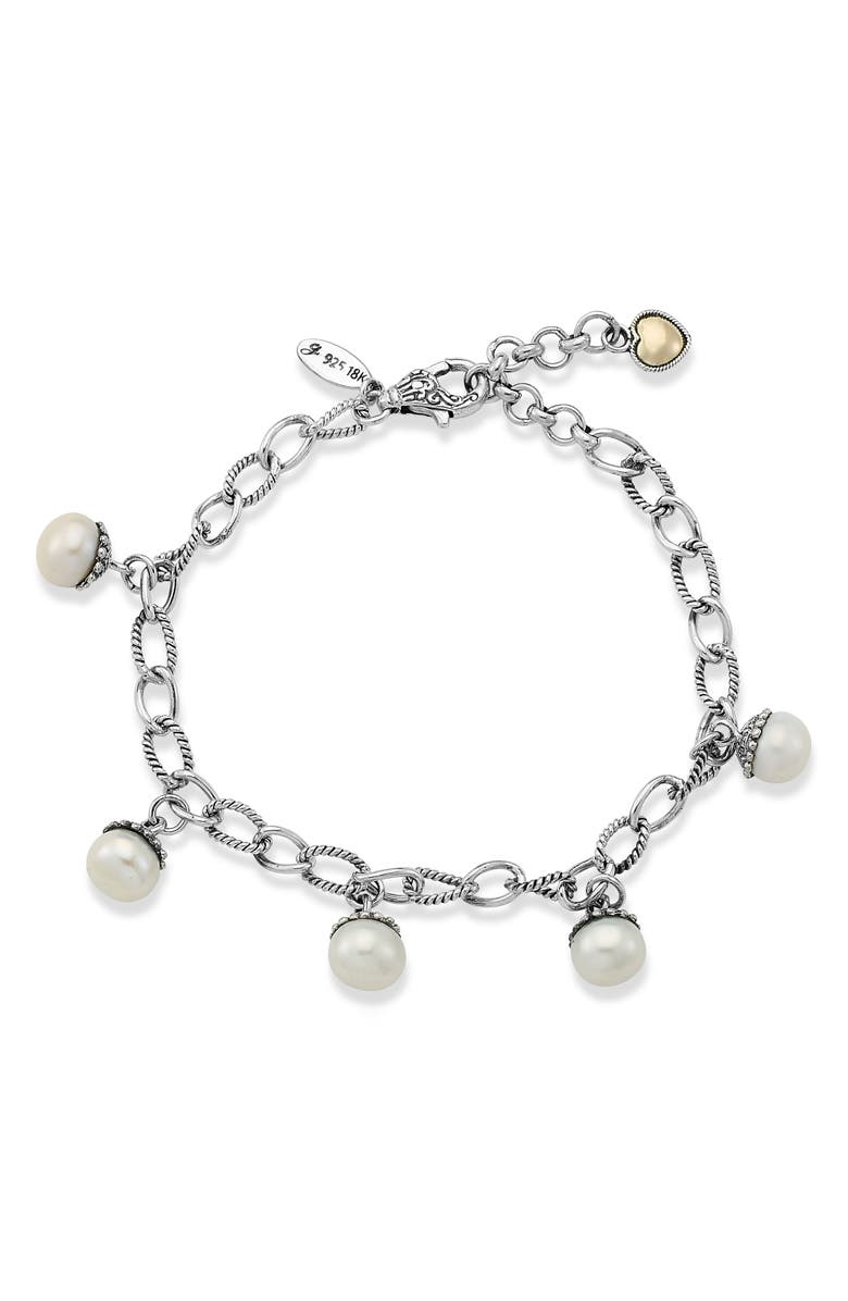 SAMUEL B. Freshwater Pearl Charm Bracelet, Main, color, White