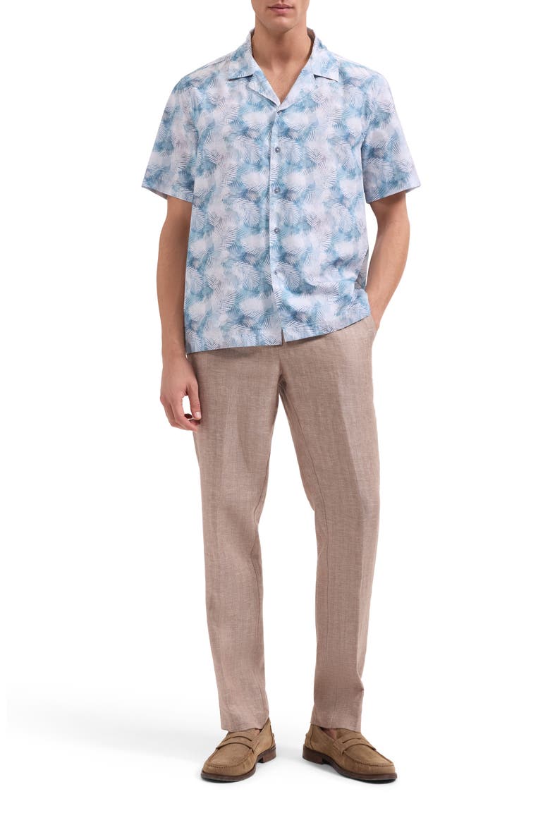 Jackson Palm Leaf Print Camp Shirt, Alternate, color, TEAL