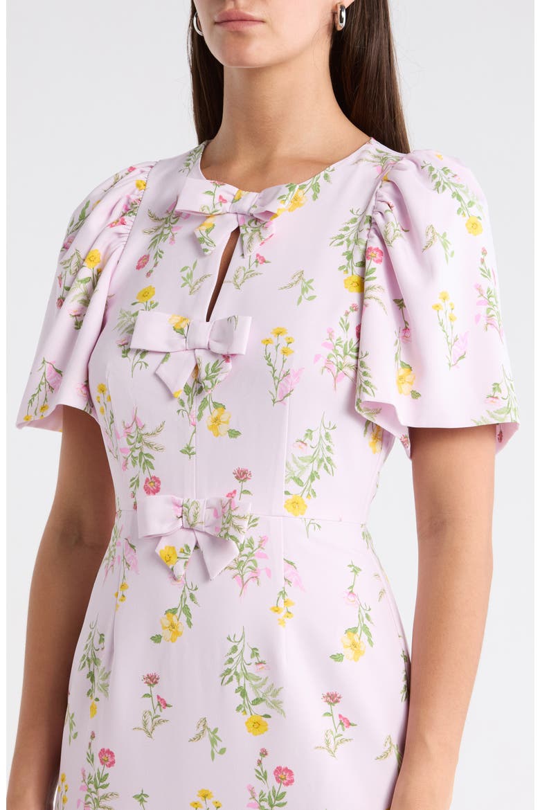 Margote Floral Bow Midi Dress, Alternate, color, BLUSH-PINK