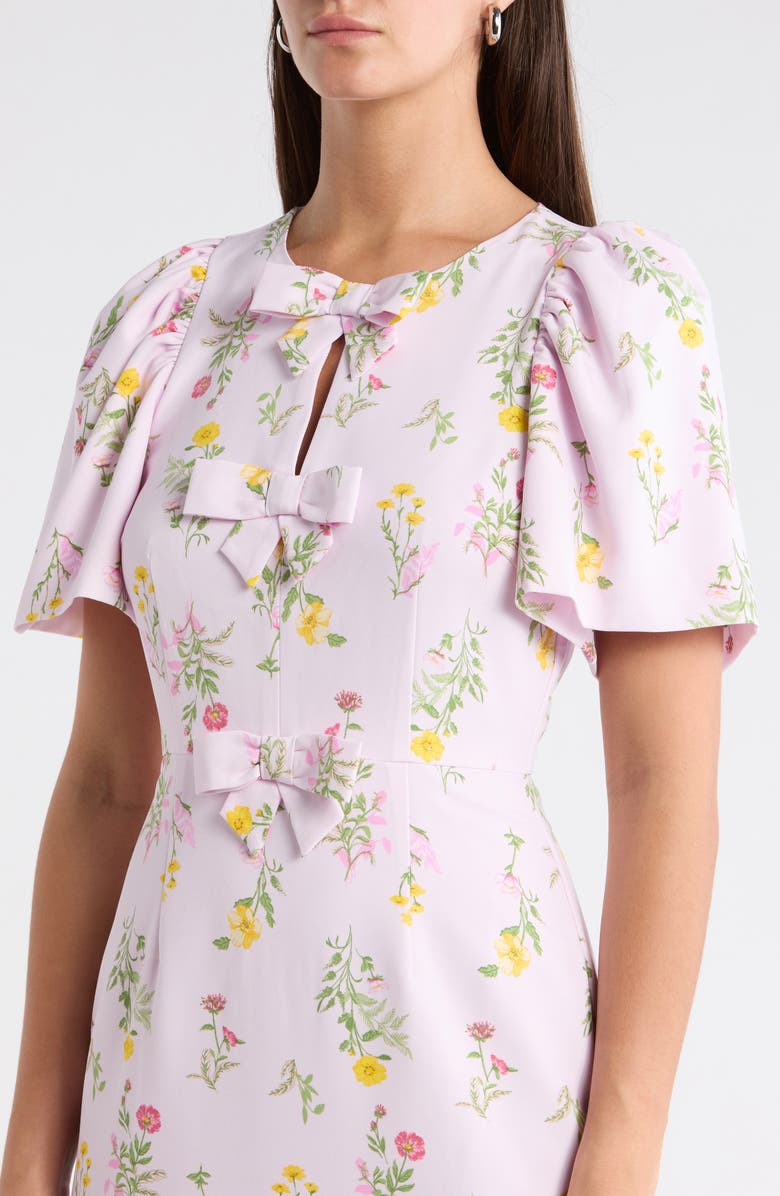 SUGARLIPS Margote Floral Bow Midi Dress, Alternate, color, Blush-Pink