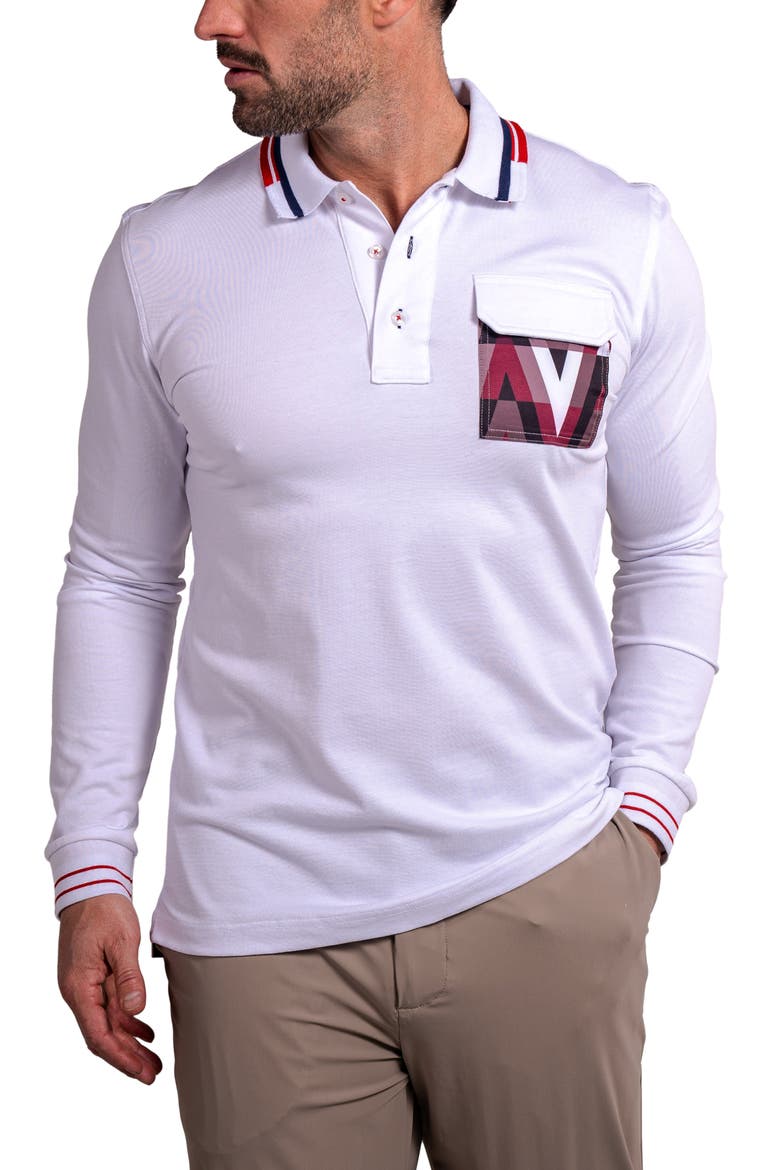 Ascension 0081 Tipped Long Sleeve Polo, Alternate, color, WHITE