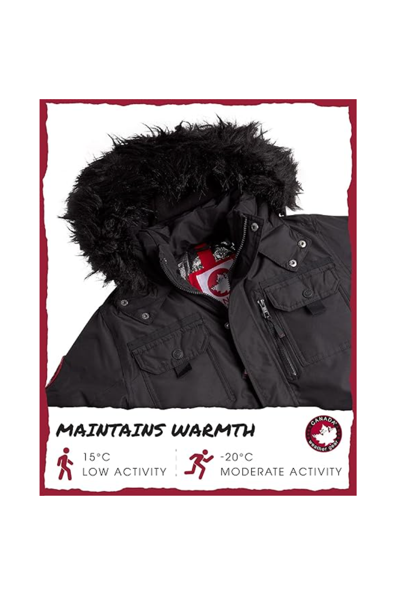 Boys' Heavyweight Winter Coat, Alternate, color, Black