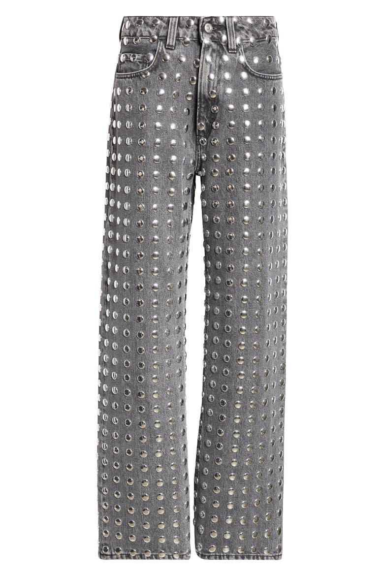 Winona Studded Relaxed Straight Leg Jeans, Alternate, color, BLACK STUDDED