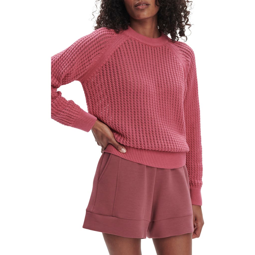 Varley Clay Open Knit Sweater In Red