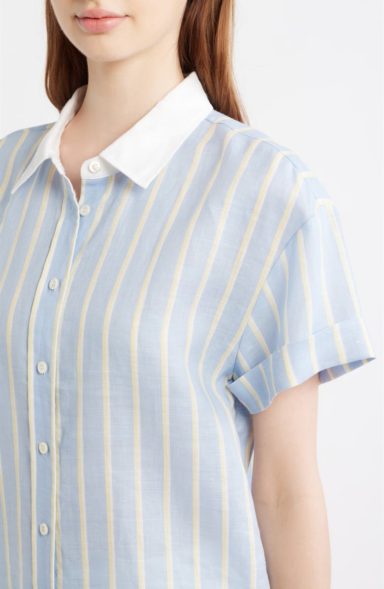 FRAME The Linen Boardwalk Button-Up Shirt, Alternate, color, Chambray Blue Multi