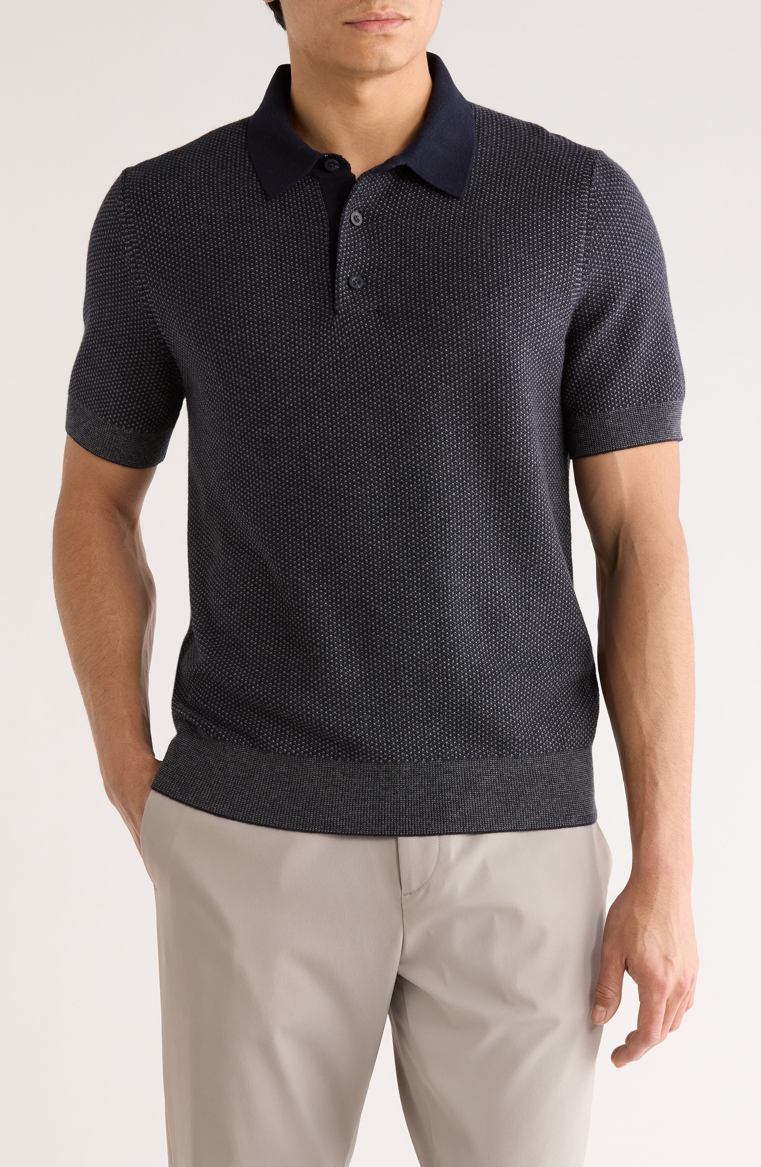 Geometric Jacquard Polo Sweater