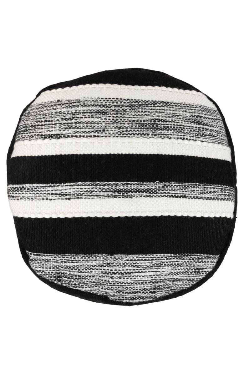 Northlight 18" Black and White Striped Outdoor Woven Pouf Ottoman, Alternate, color,