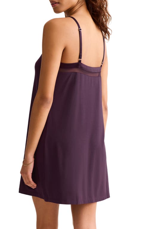 Fleur't Tuxedo Slip Chemise In Burgundy