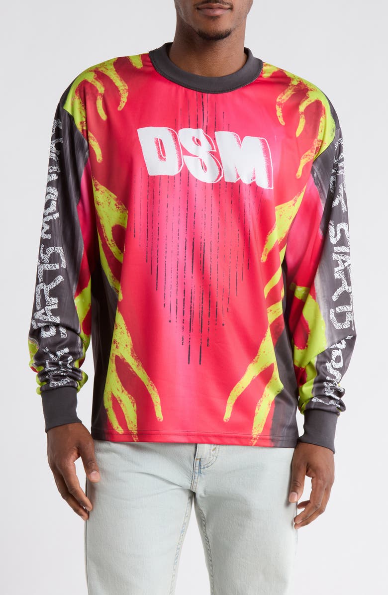 DIET STARTS MONDAY Flame Logo Detail Top, Main, color, Infrared/Green