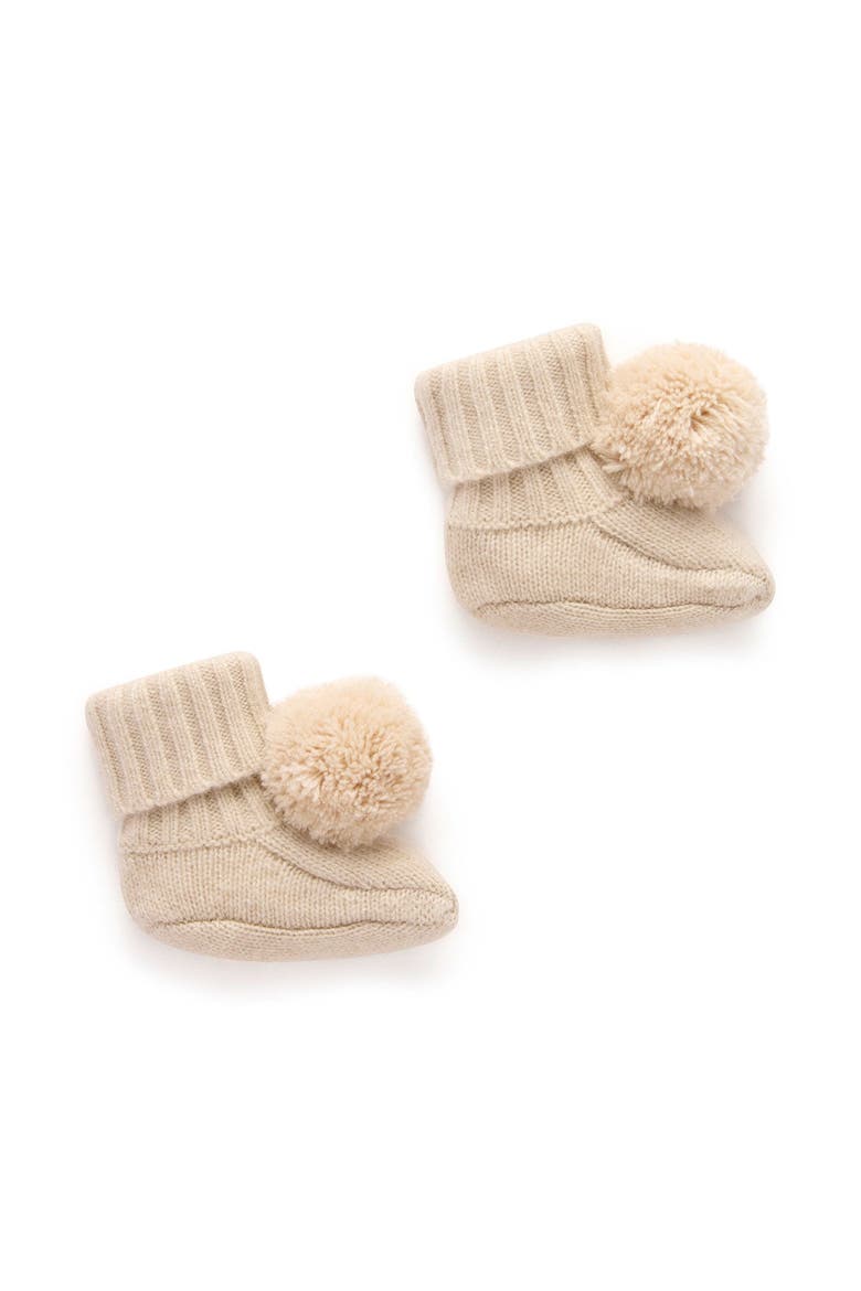 Cashmere Baby Booties, Main, color, Camel Melange