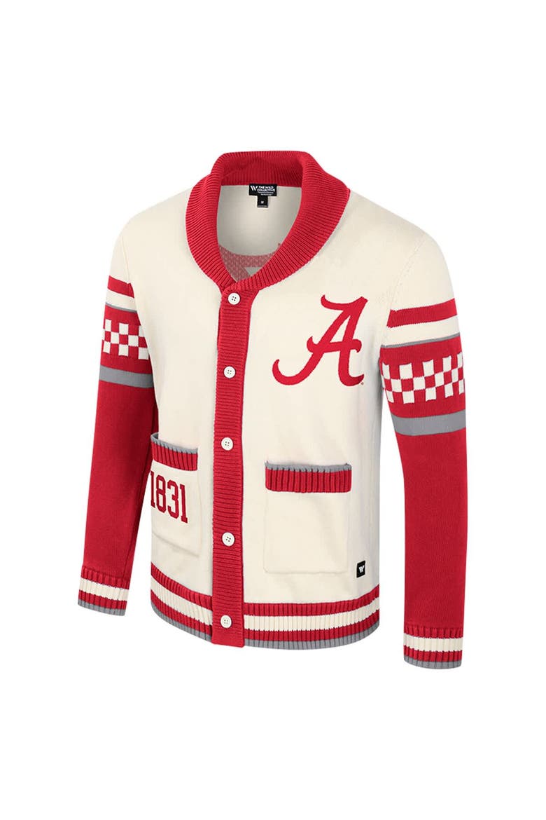 Women's Colosseum Cream Alabama Crimson Tide Wild Collective Button-Up Jacquard Sweater, Alternate, color, Cream